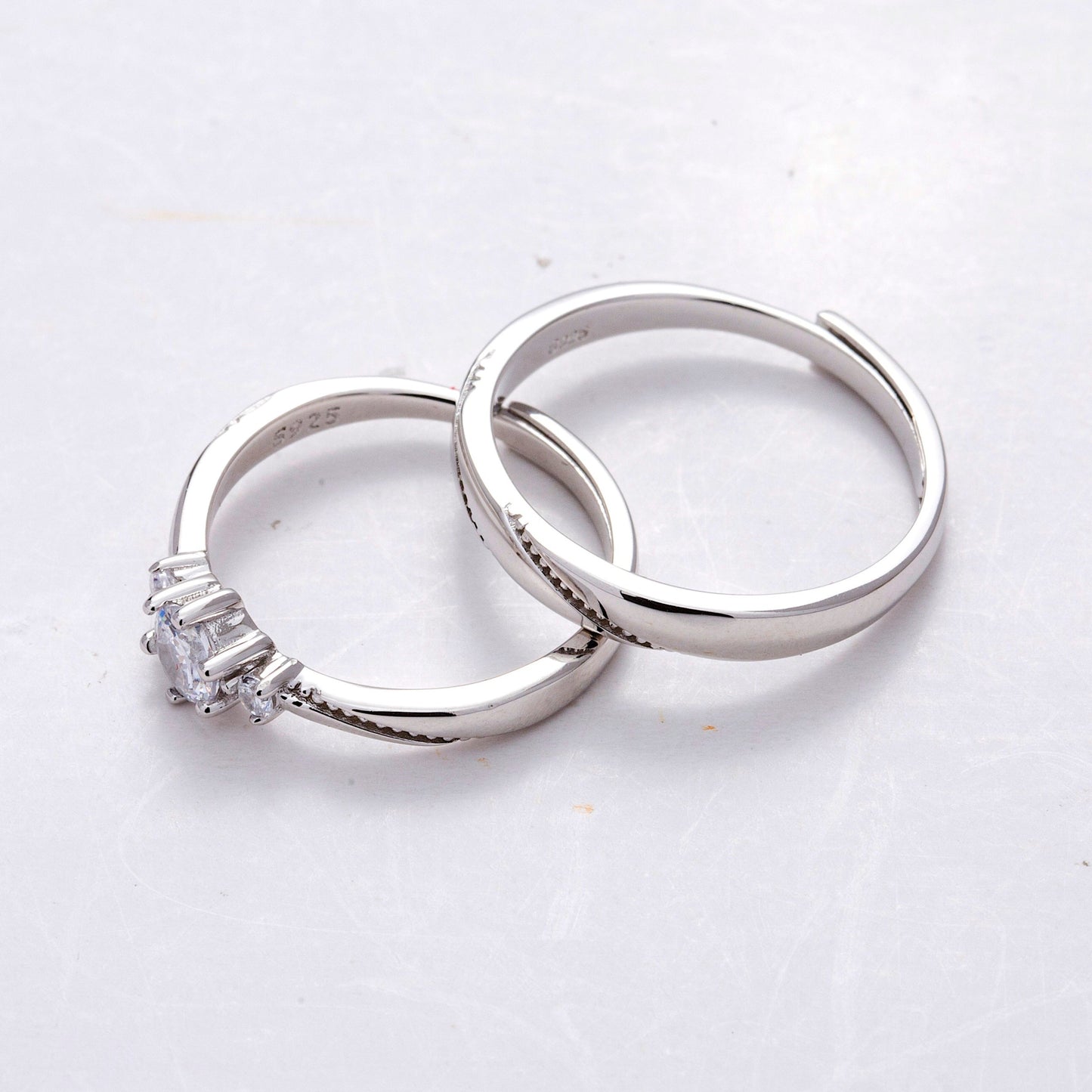 AAA Zircon Engagement Couple Rings