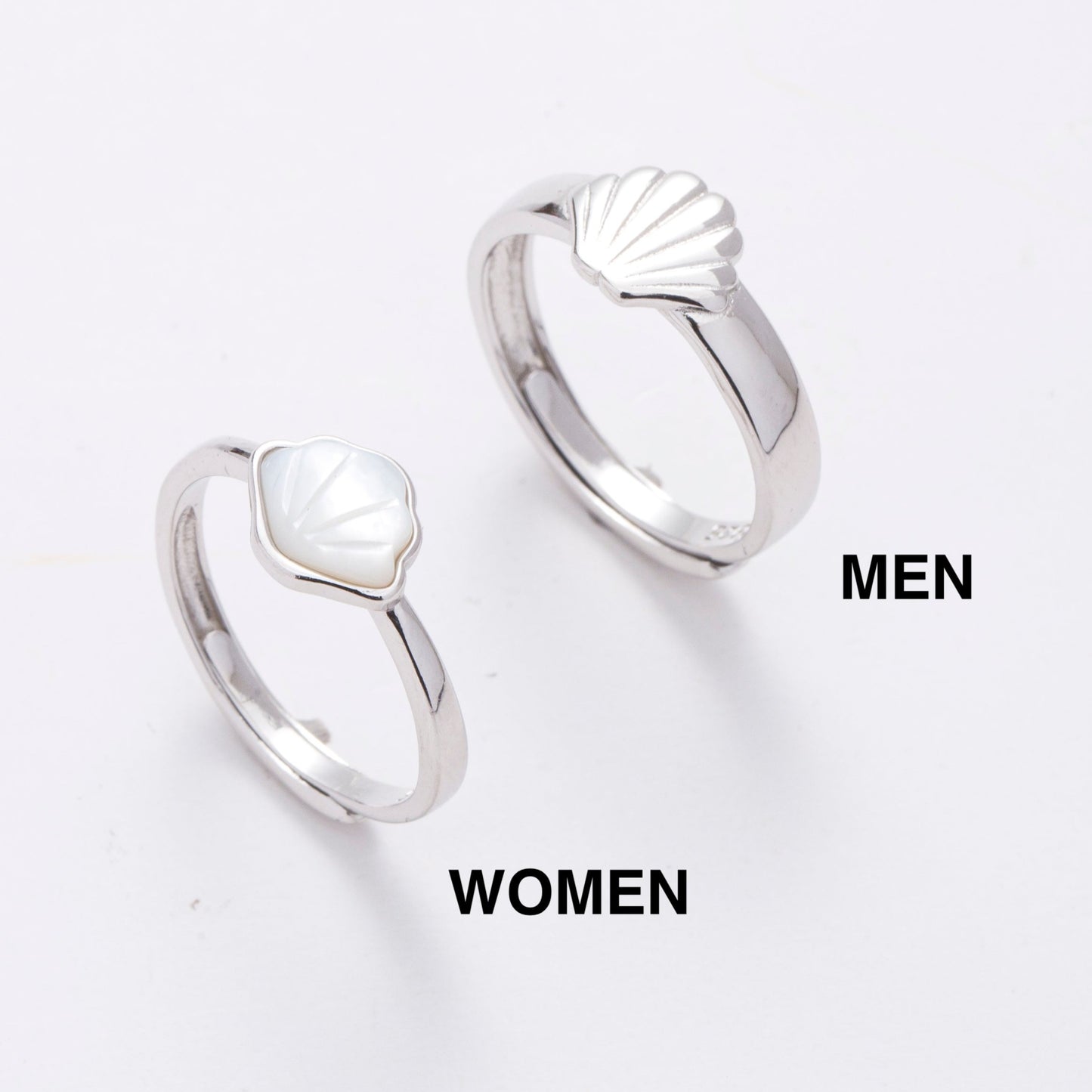 Matching Promise Rings | Shell Couple Rings | AVIJEWELRY