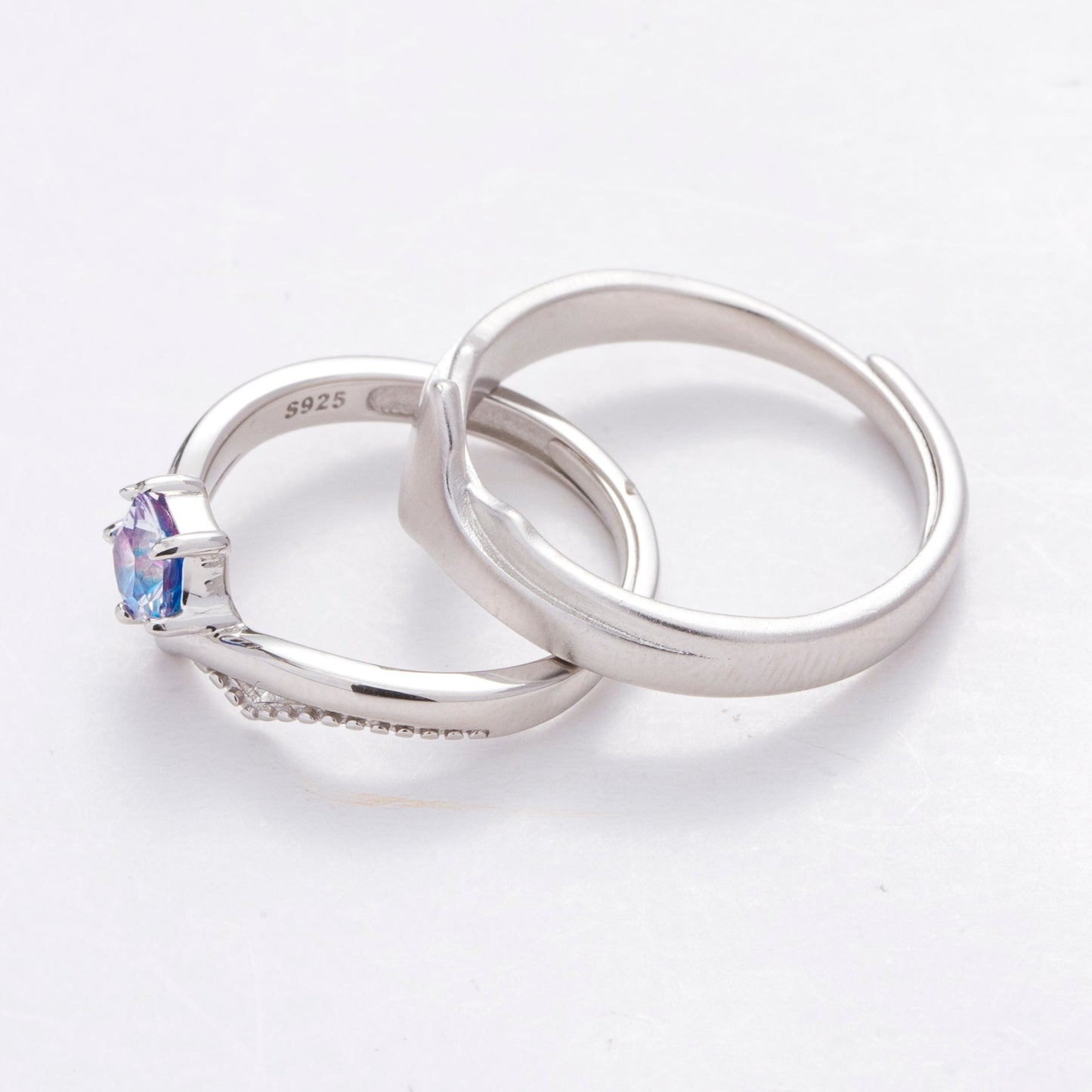 Rainbow Moonstone Ring | Rainbow Couple Rings | AVIJEWELRY