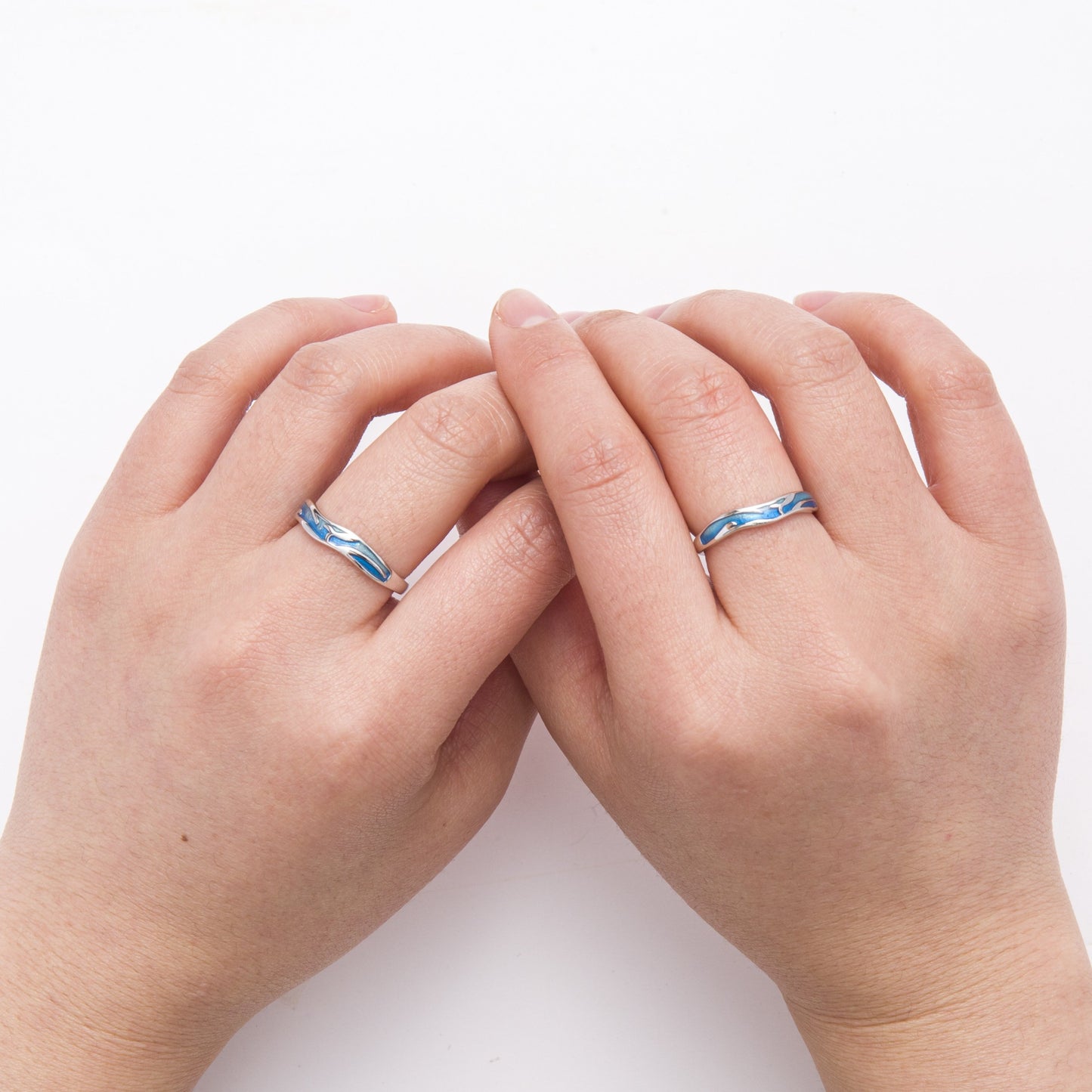 Blue Waves Couple Rings | Waves Rings | AVIJEWELRY