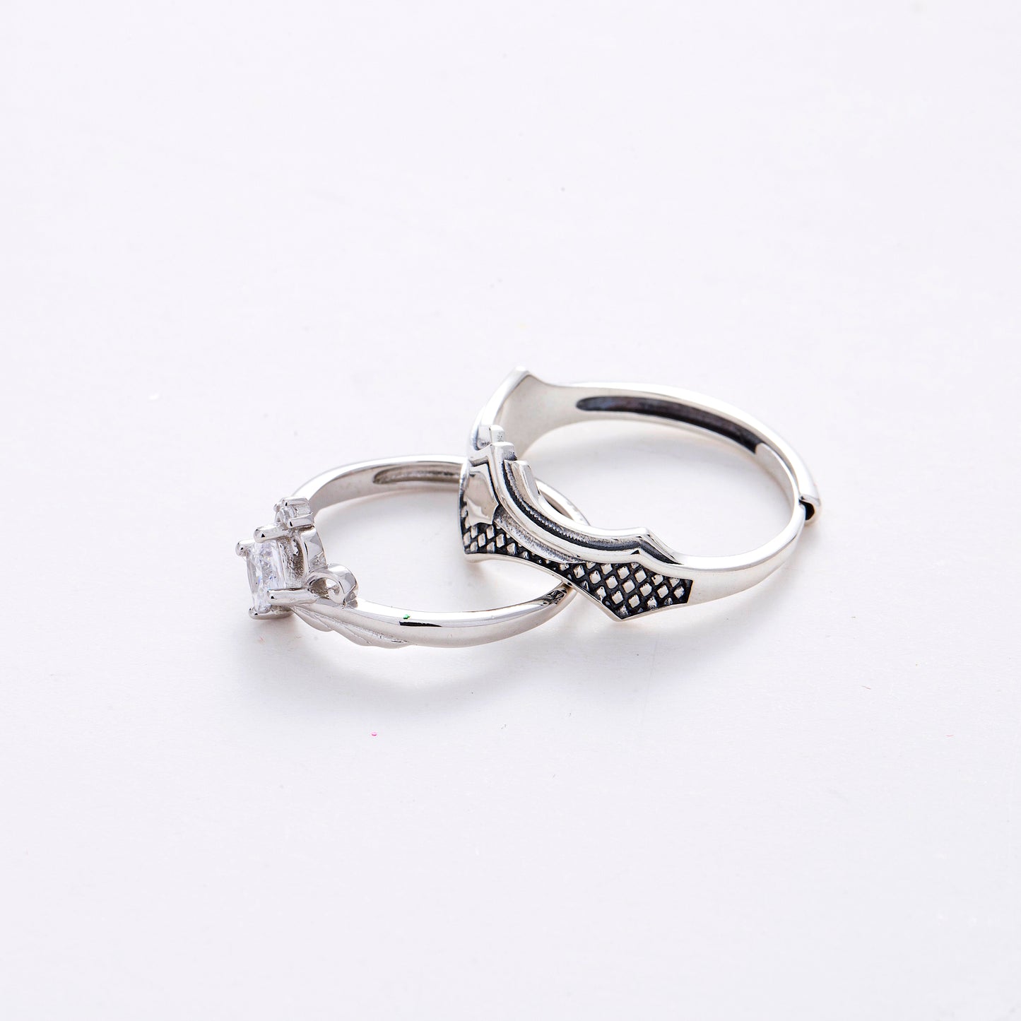 Princess Knight Silver Couple Rings Adjustable in Sizes