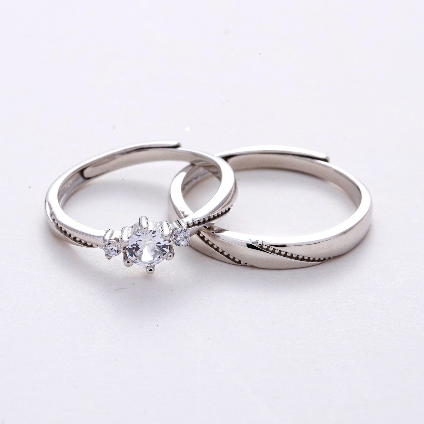 AAA Zircon Engagement Couple Rings