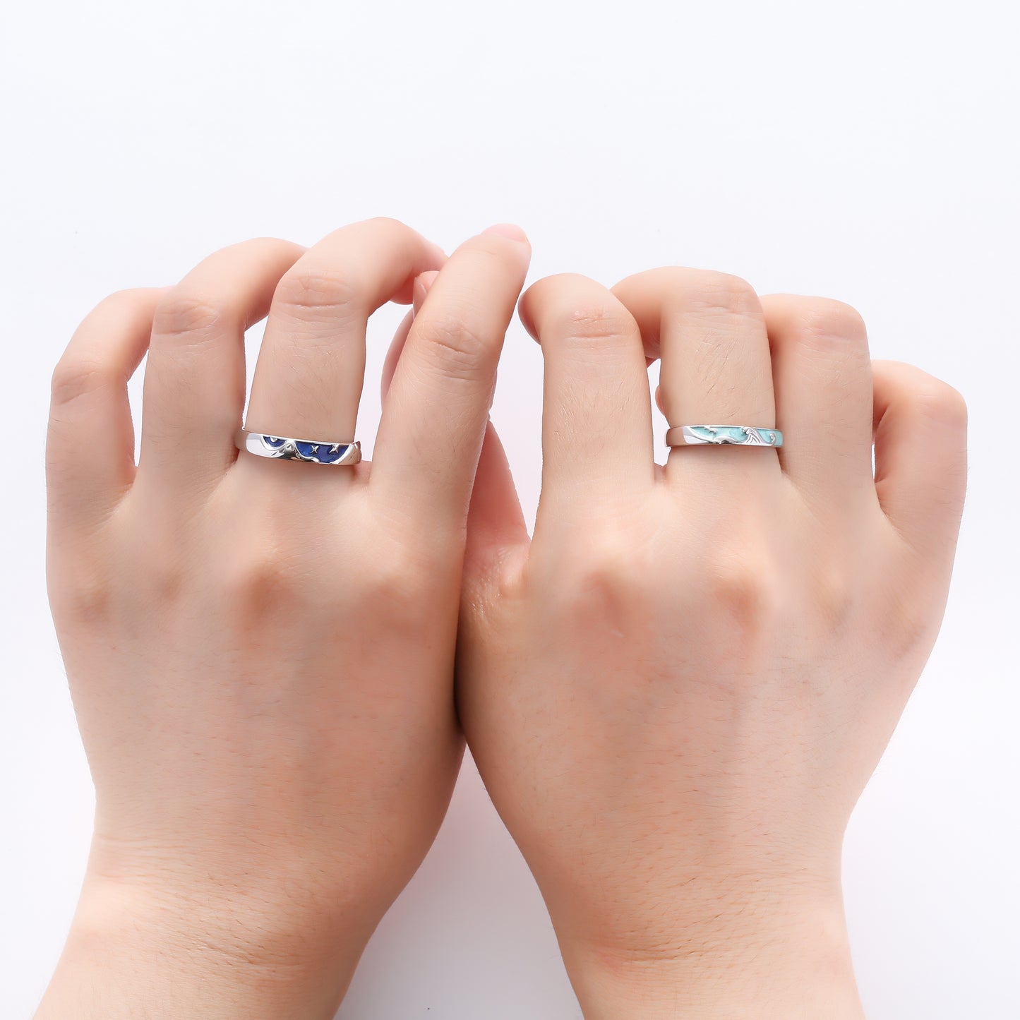 Couple Rings Silver | Sea Waves Couple Rings | AVIJEWELRY