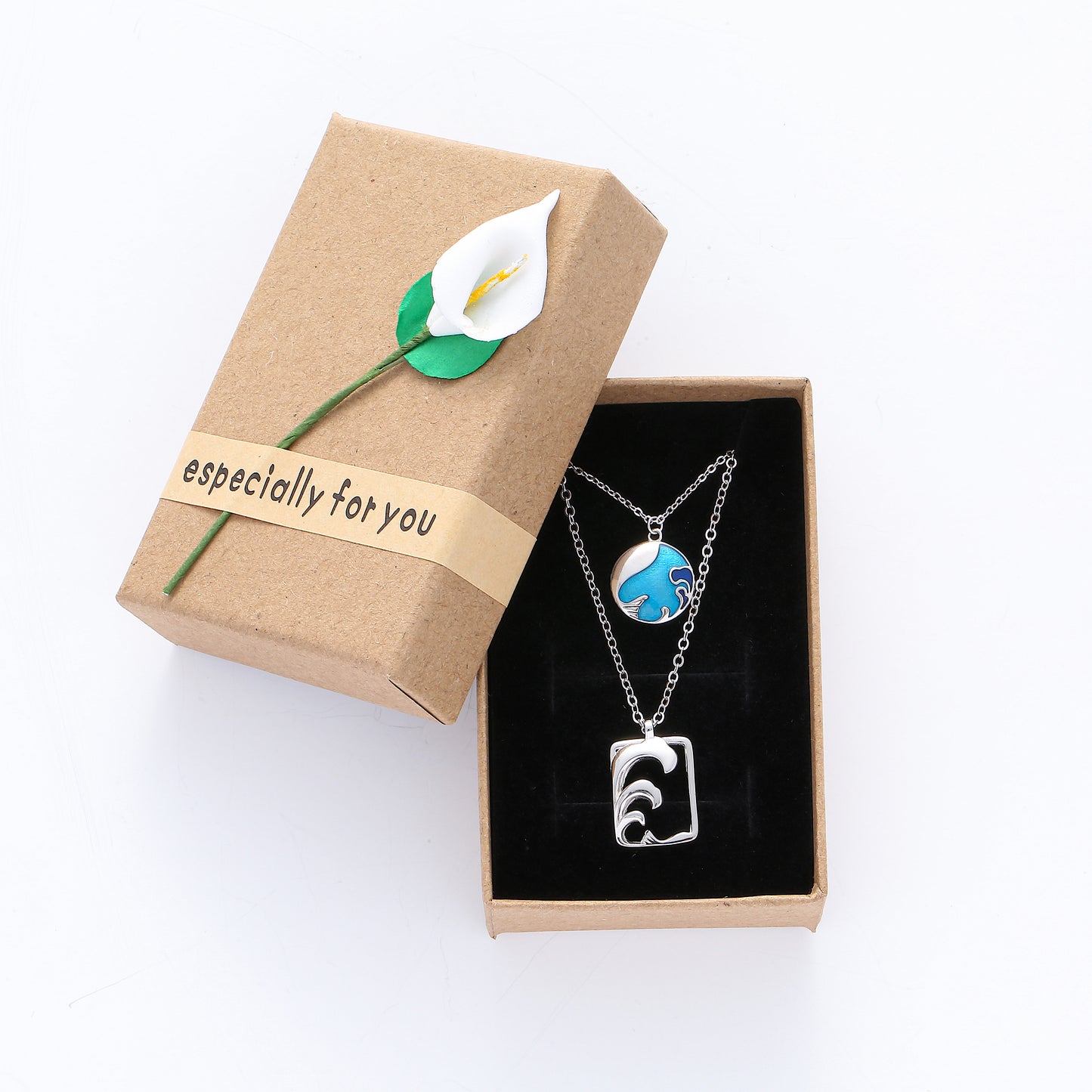 Sky Waves 925 Silver Couple Necklace