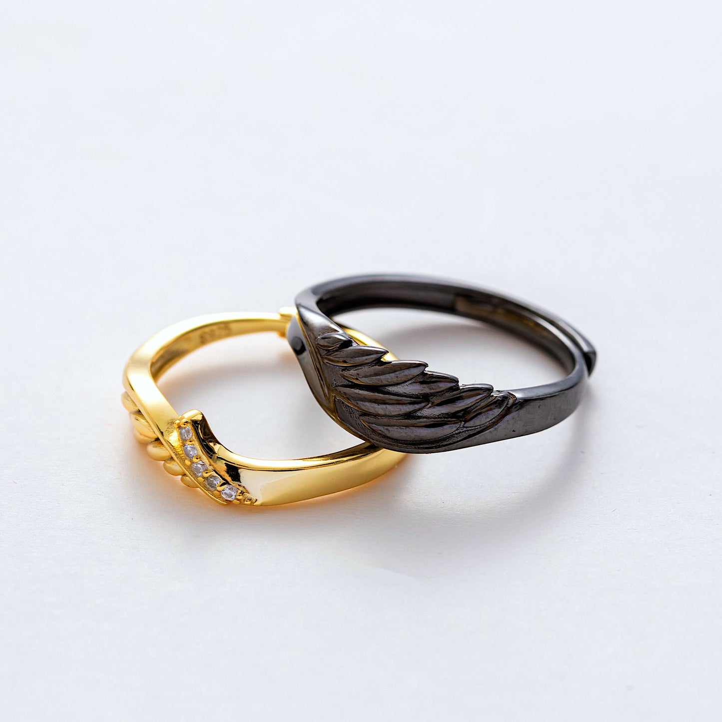 Angel Demon Wings 925 Silver Couple Rings