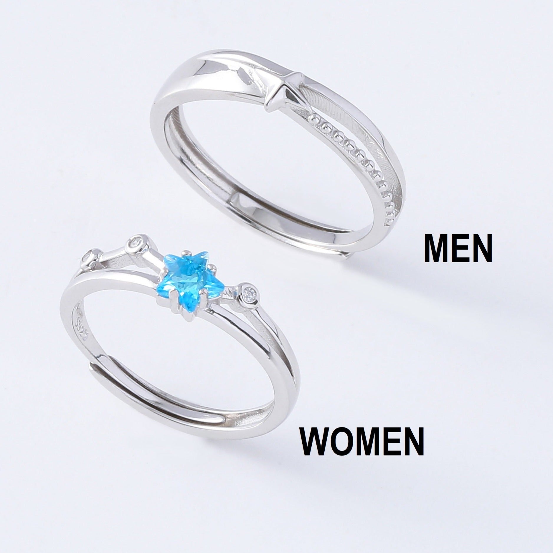 CZ Star Couple Rings | Star Couple Rings | AVIJEWELRY