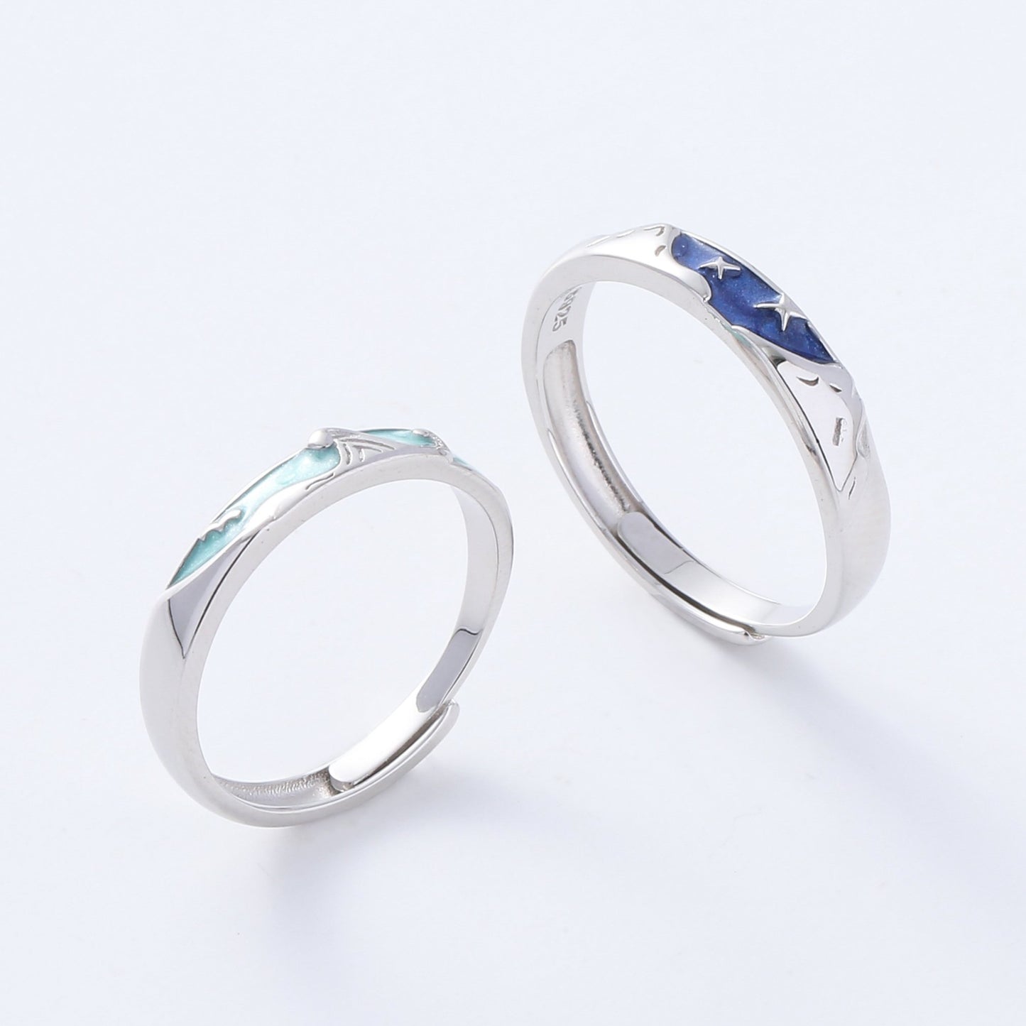 Couple Rings Silver | Sea Waves Couple Rings | AVIJEWELRY