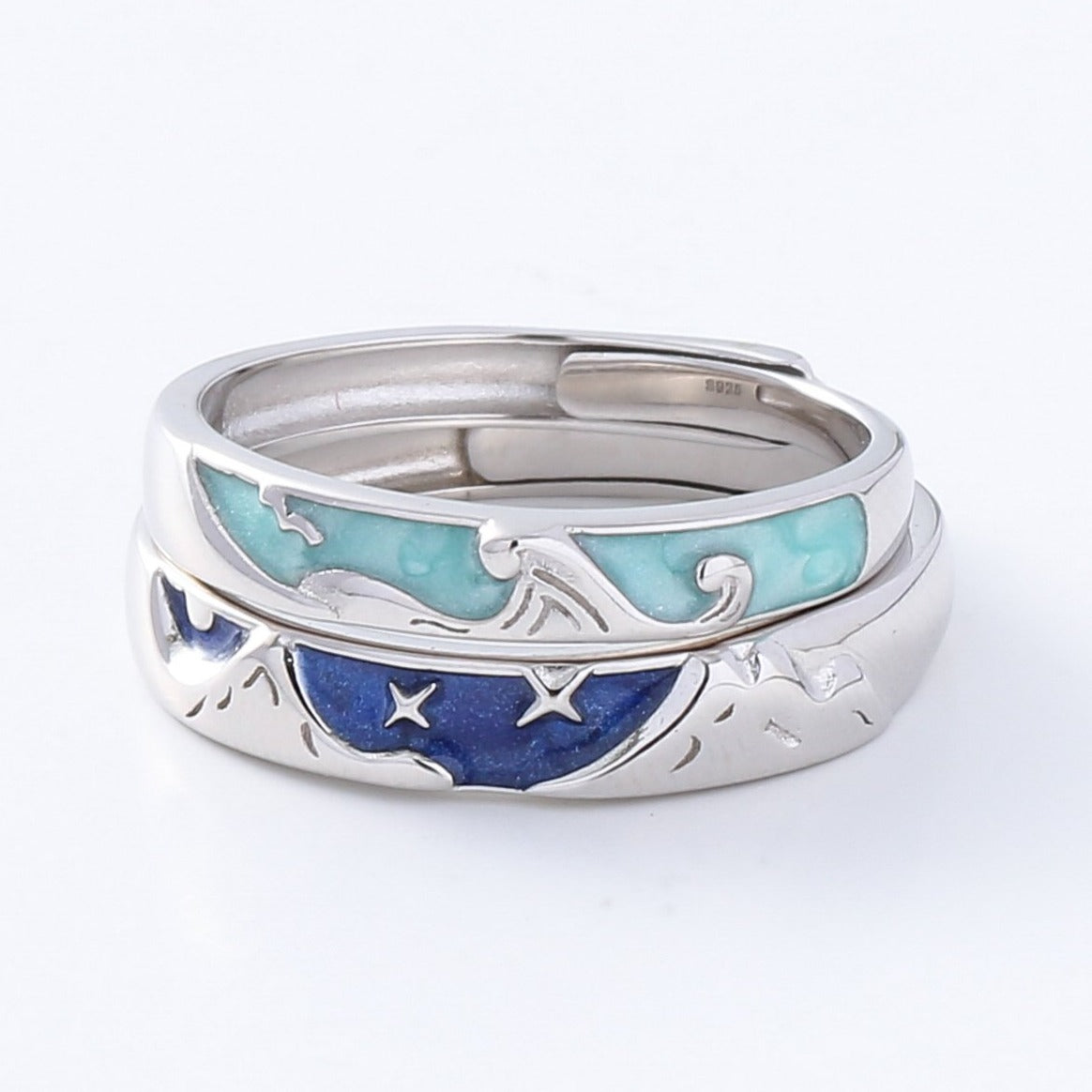 Couple Rings Silver | Sea Waves Couple Rings | AVIJEWELRY