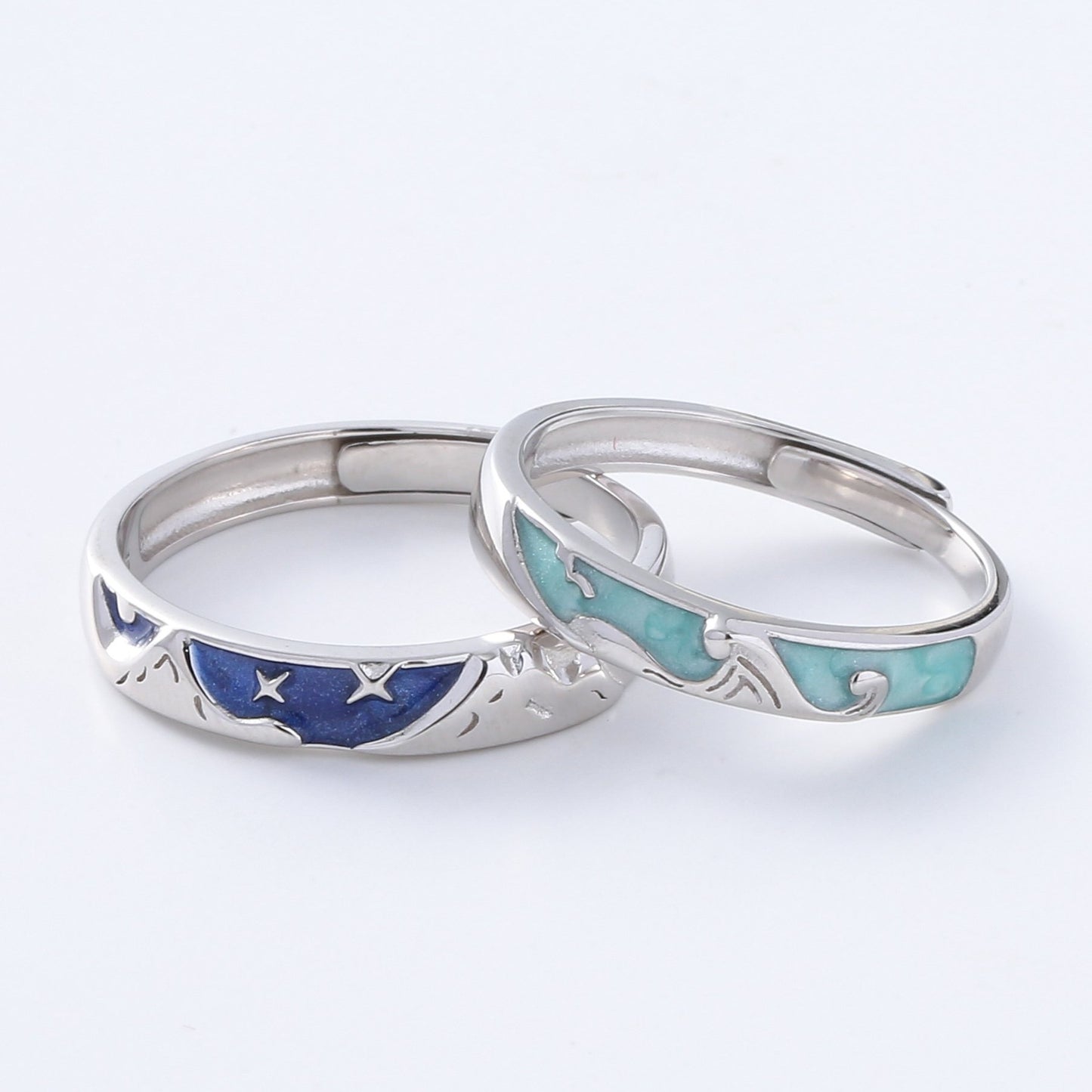 Couple Rings Silver | Sea Waves Couple Rings | AVIJEWELRY