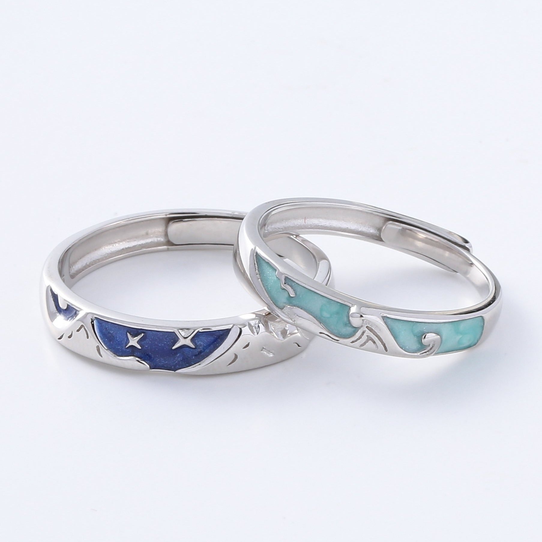 Couple Rings Silver | Sea Waves Couple Rings | AVIJEWELRY