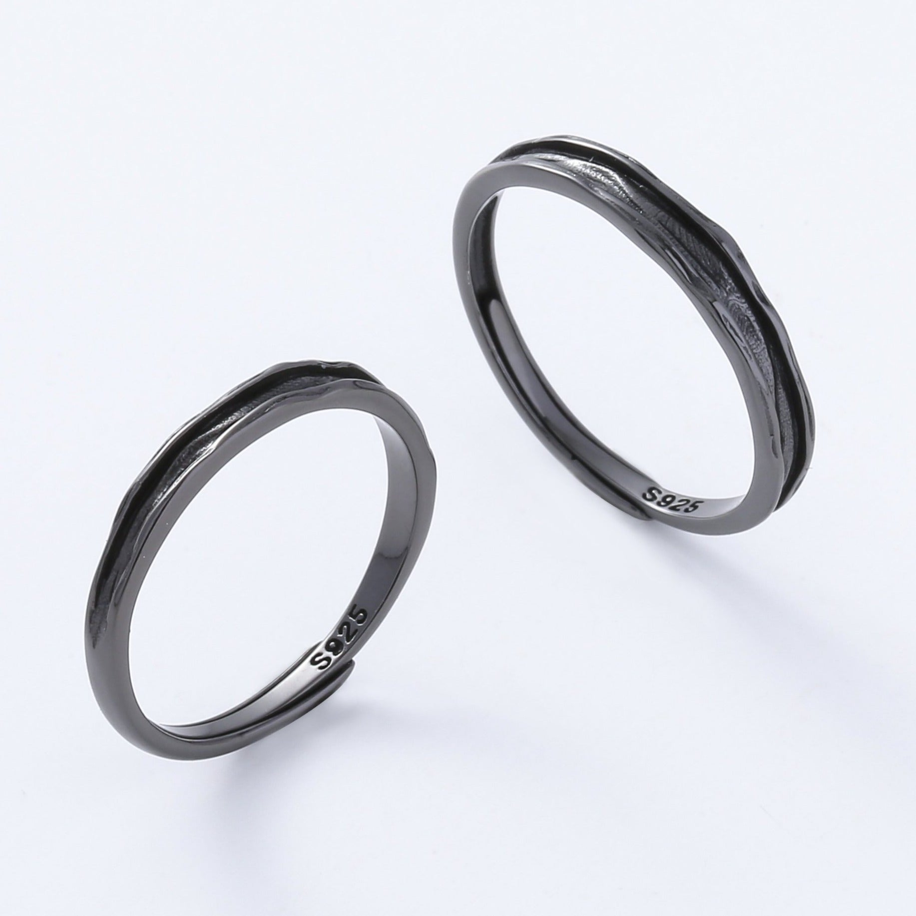 Black Pattern Couple Rings | Black Rings | AVIJEWELRY